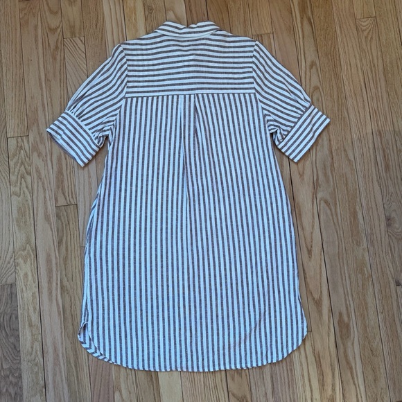Striped Linen Blend Shirt Dress - Picture 8 of 11